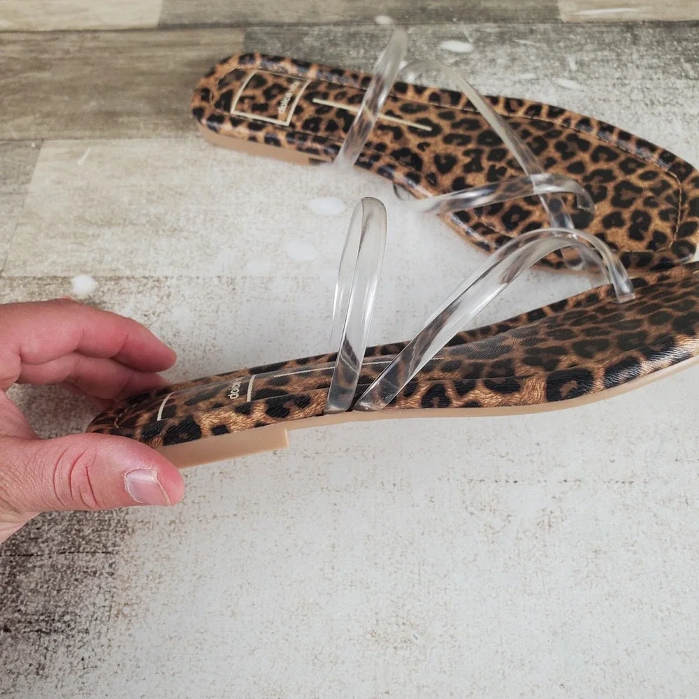 Dolce Vita Leanna Leopard Sandals Womens Sz 7.5 Clear Transparent